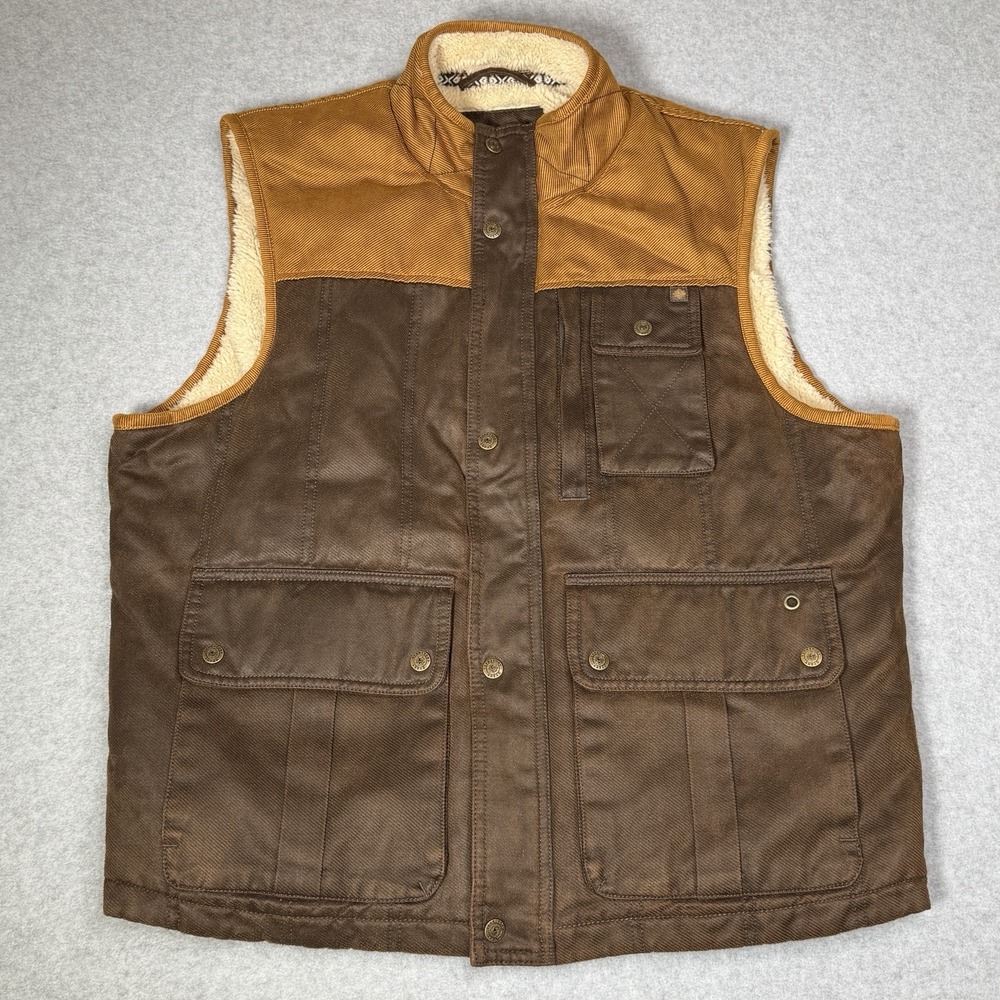The Territory Ahead Waxed Cotton Sherpa Lined Utility Vest Men's Medium